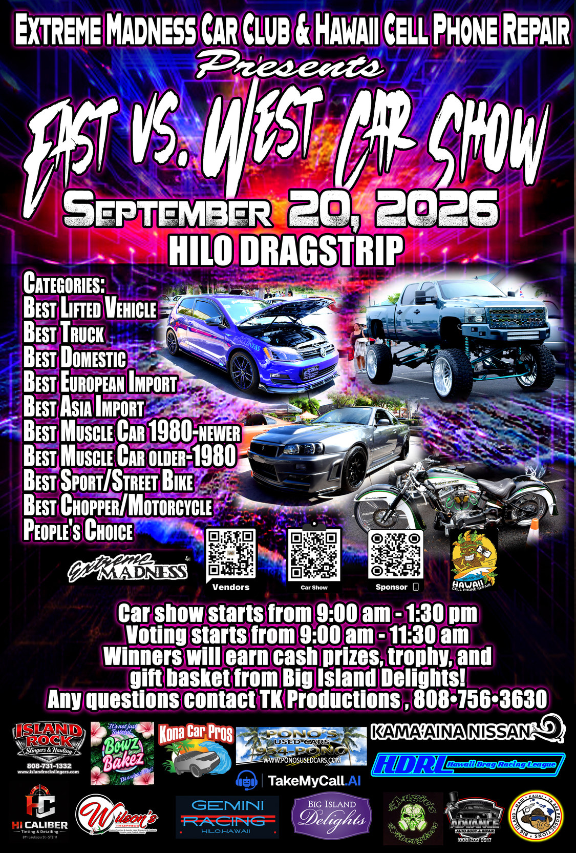 Extreme Madness East versus West Car Show flyer